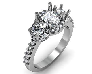Picture of Three stone halo shared prong set 2