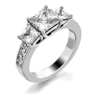 Picture of Trellis three stone ring channel set square stones