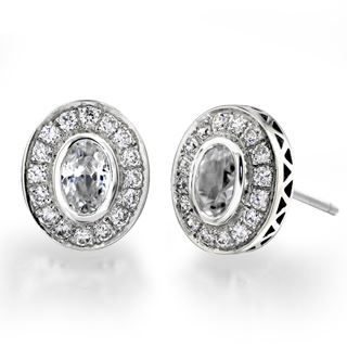 Picture of Bezel set with filigree oval center earrings