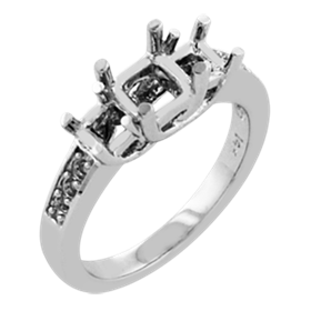 Picture of Trellis three stone ring pave set square stones