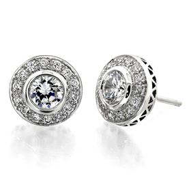 Picture of Bezel set with filigree round center earrings