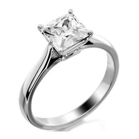 Picture of Princess cut 4 prong head solitaire ring