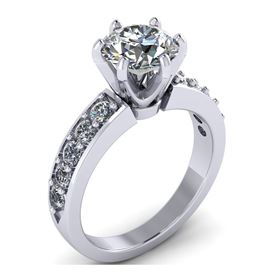 Picture of 6 prong Solitaire with accents prong set