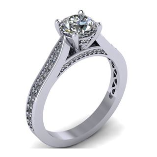 Picture of Solitaire with pave set diamonds on the head
