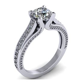 Picture of Solitaire with accents three stone pave set 3