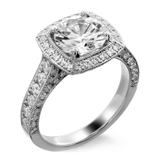 Picture of Three row halo square outline with filigree on the head