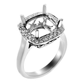 Picture of Halo ring with pave set halo and filigree