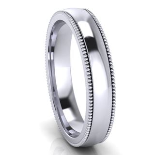 Picture of 4.0mm Platinum Half Round Comfort Fit Band With Milgrain