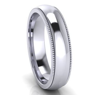 Picture of 5.0mm Platinum Half Round Comfort Fit Band With Milgrain