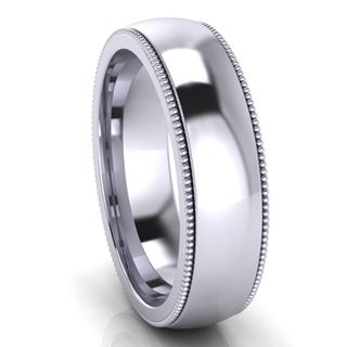 Picture of 6.0mm Platinum Half Round Comfort Fit Band With Milgrain