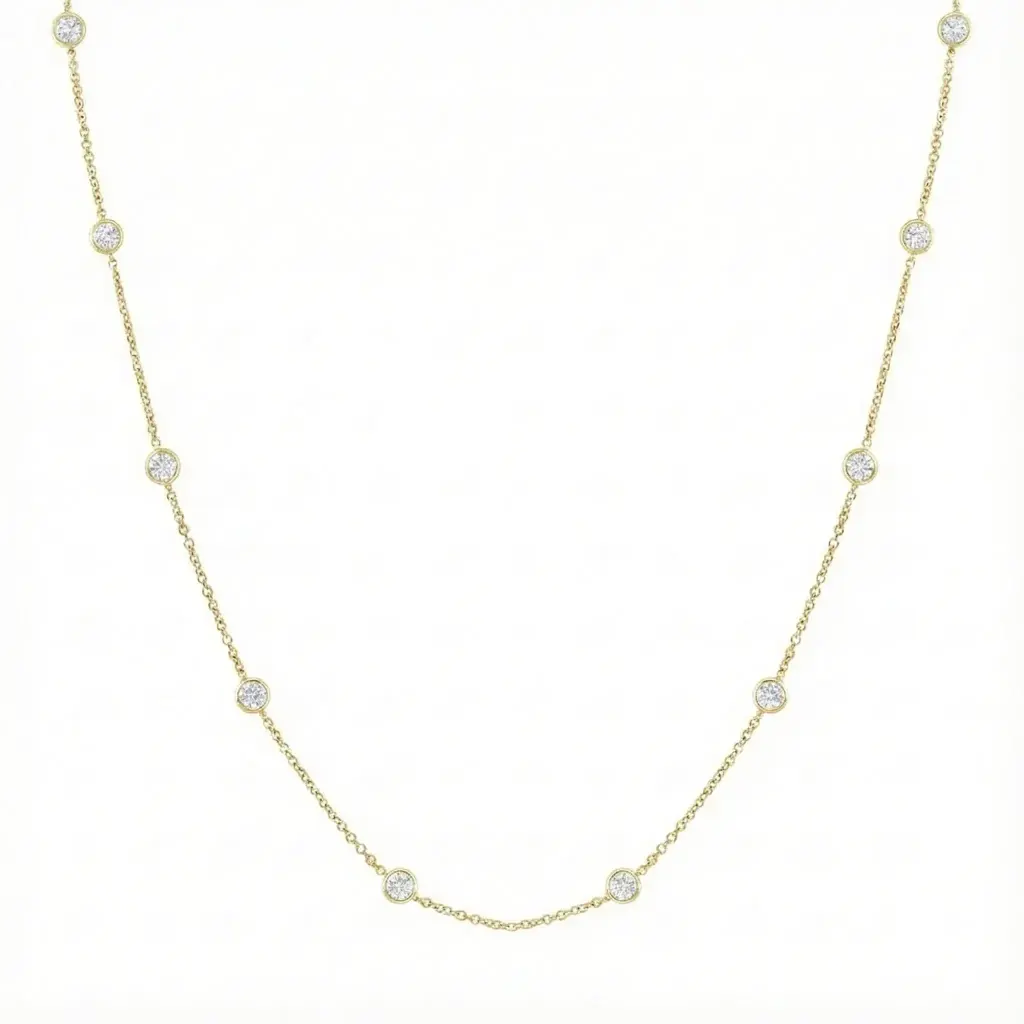 10 stone bezel necklace (14K Yellow Gold, Diamond B - HI - VS2 - SI1, 1/3cts)