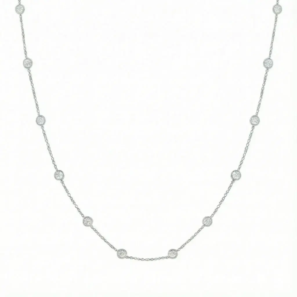 12 stone bezel necklace (14K Yellow Gold, Diamond B - HI - VS2 - SI1, 1/2cts)