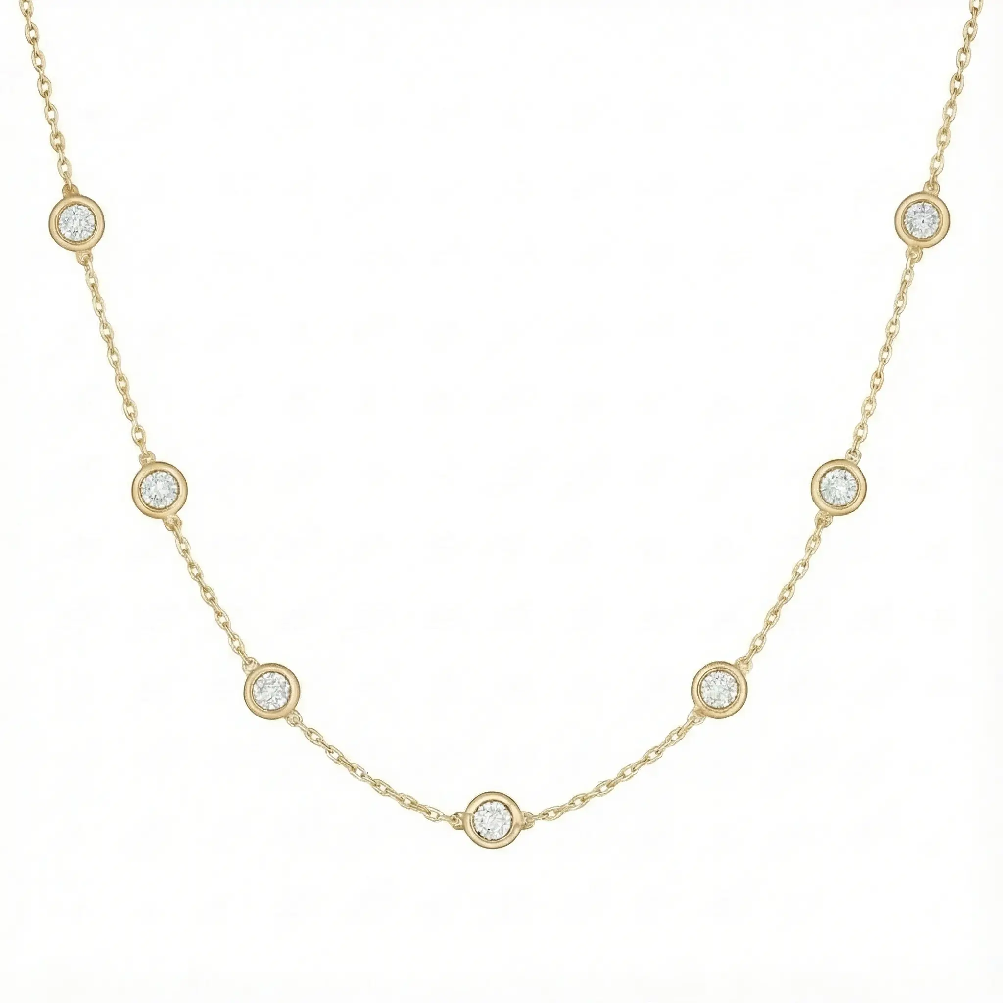 7 stone bezel necklace