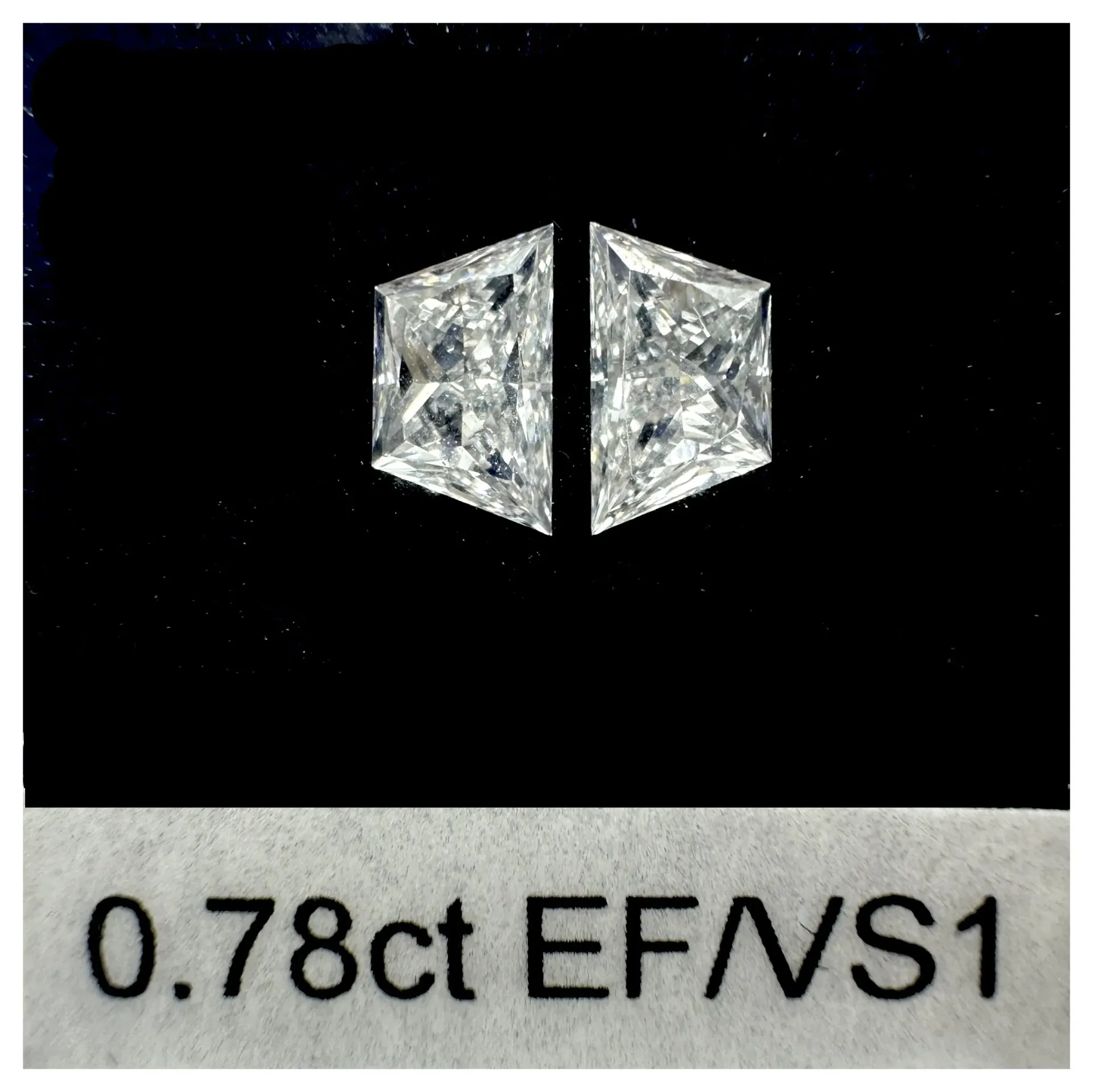 0.78ct matched pair brilliant trapezoid LAB