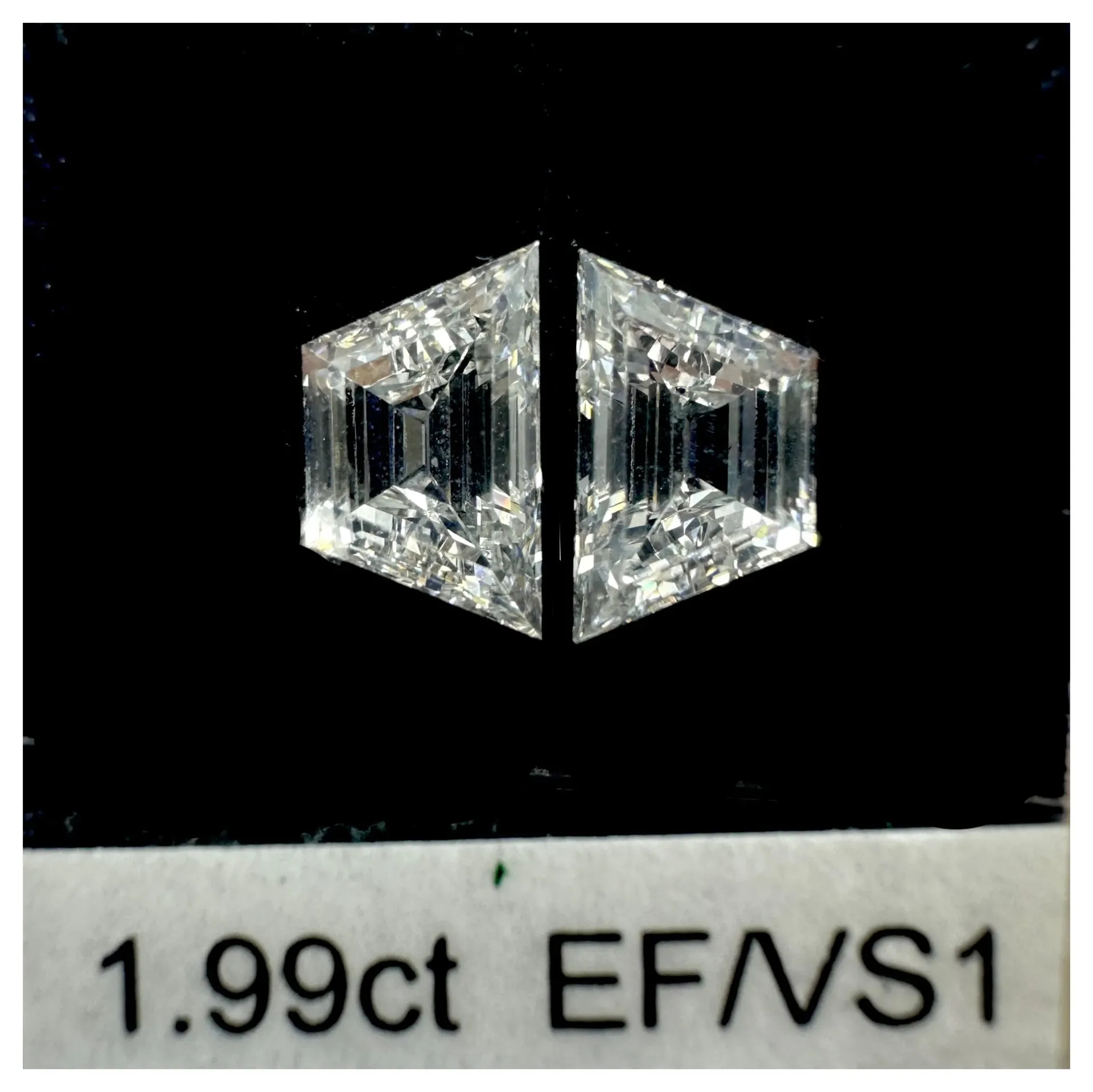 1.99ct matched pair step trapezoid LAB