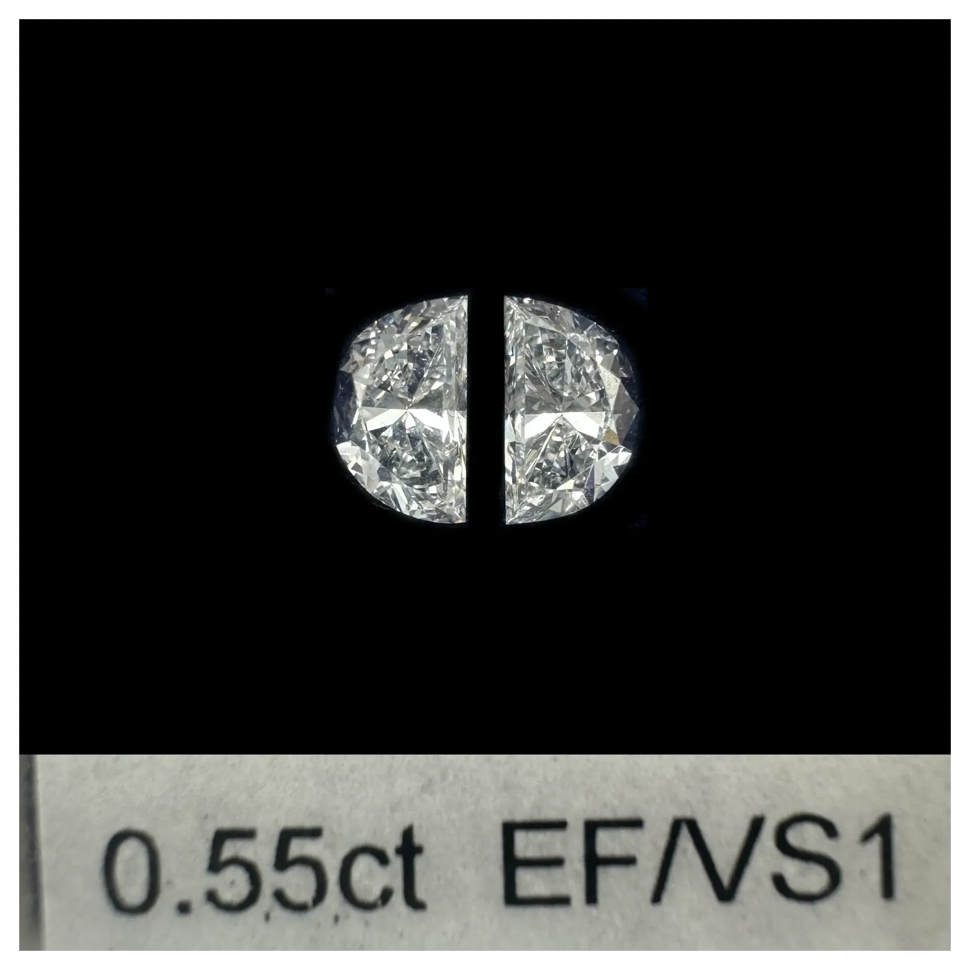 0.55ct matched pair step halfmoon LAB