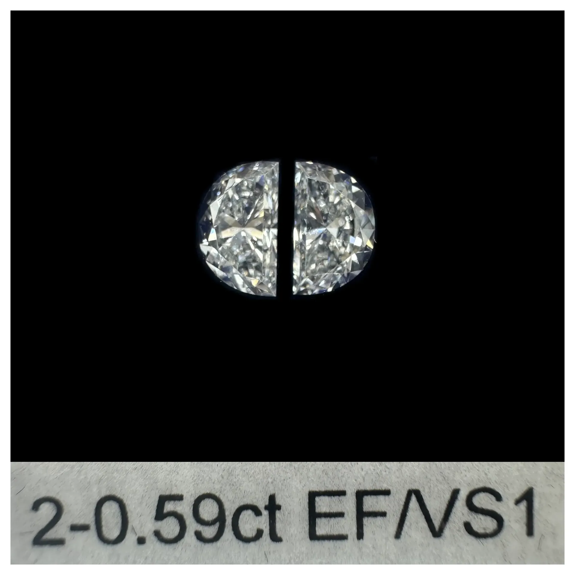 0.59ct matched pair step halfmoon LAB