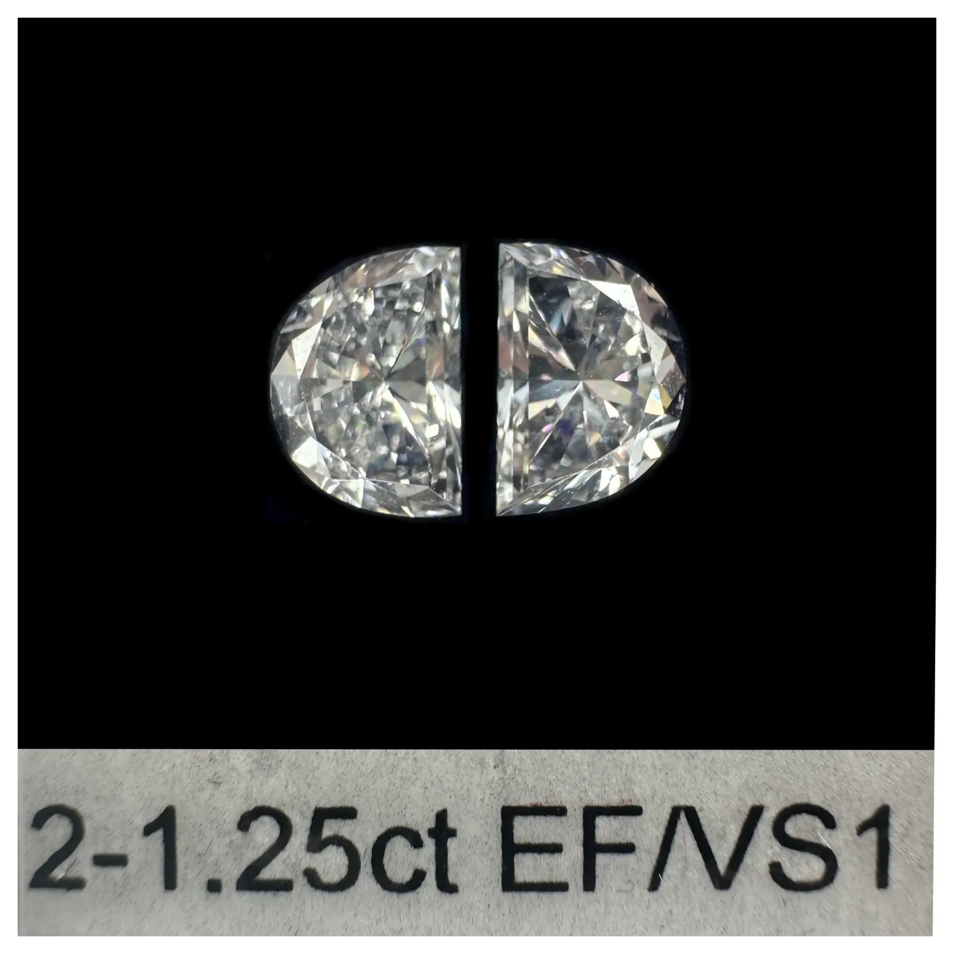 1.25ct matched pair step halfmoon LAB