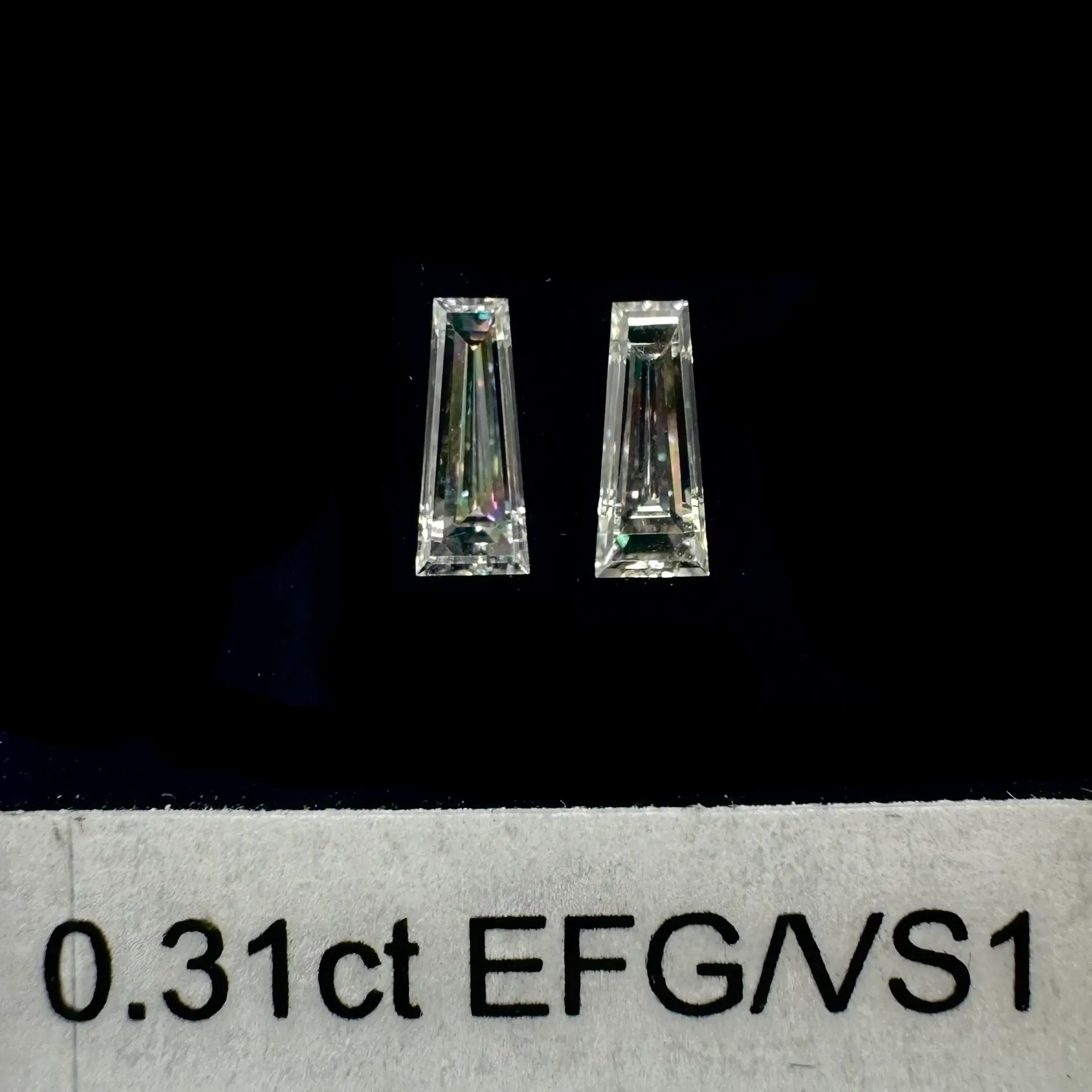 0.31ct matched pair taper baguettes