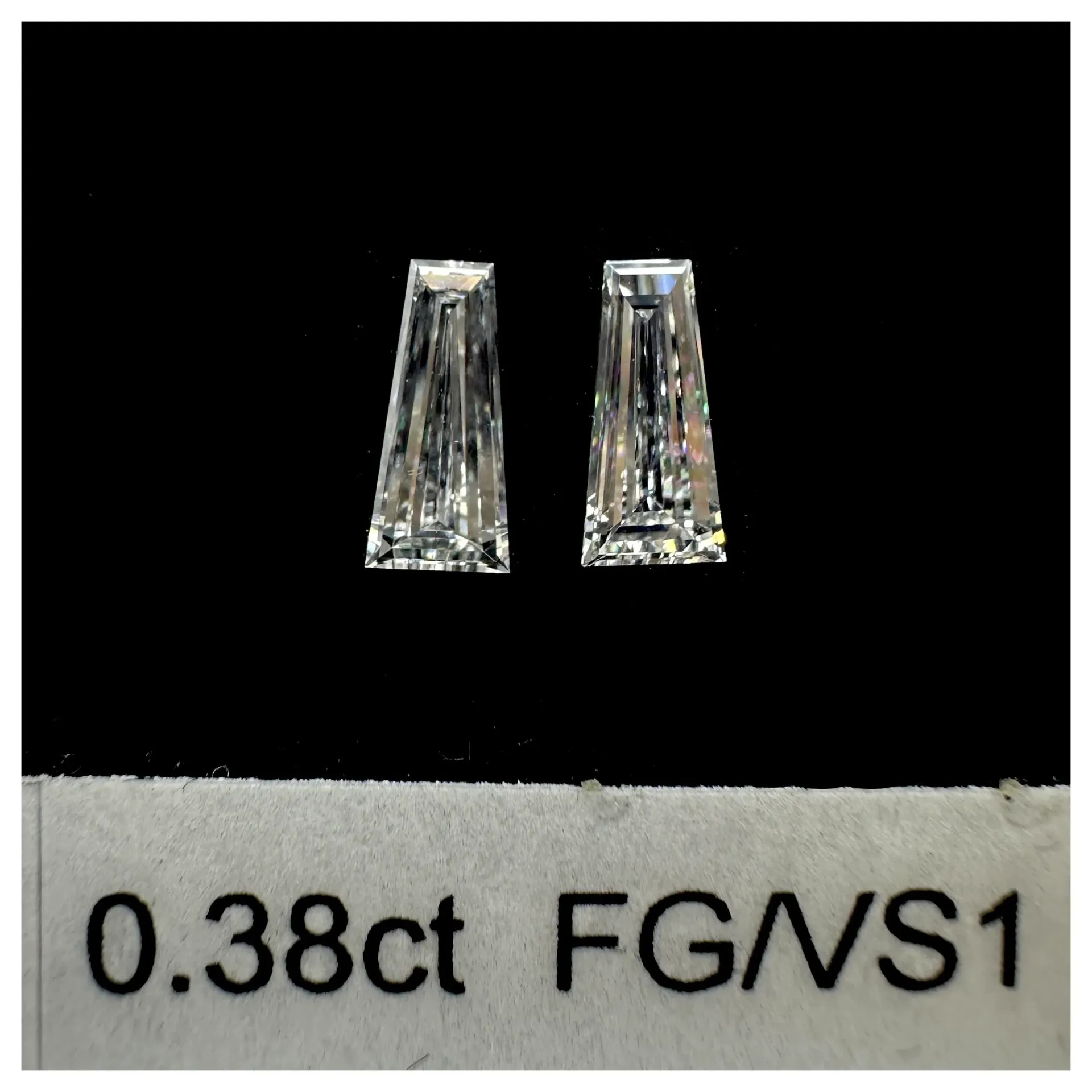 0.38ct matched pair taper baguettes