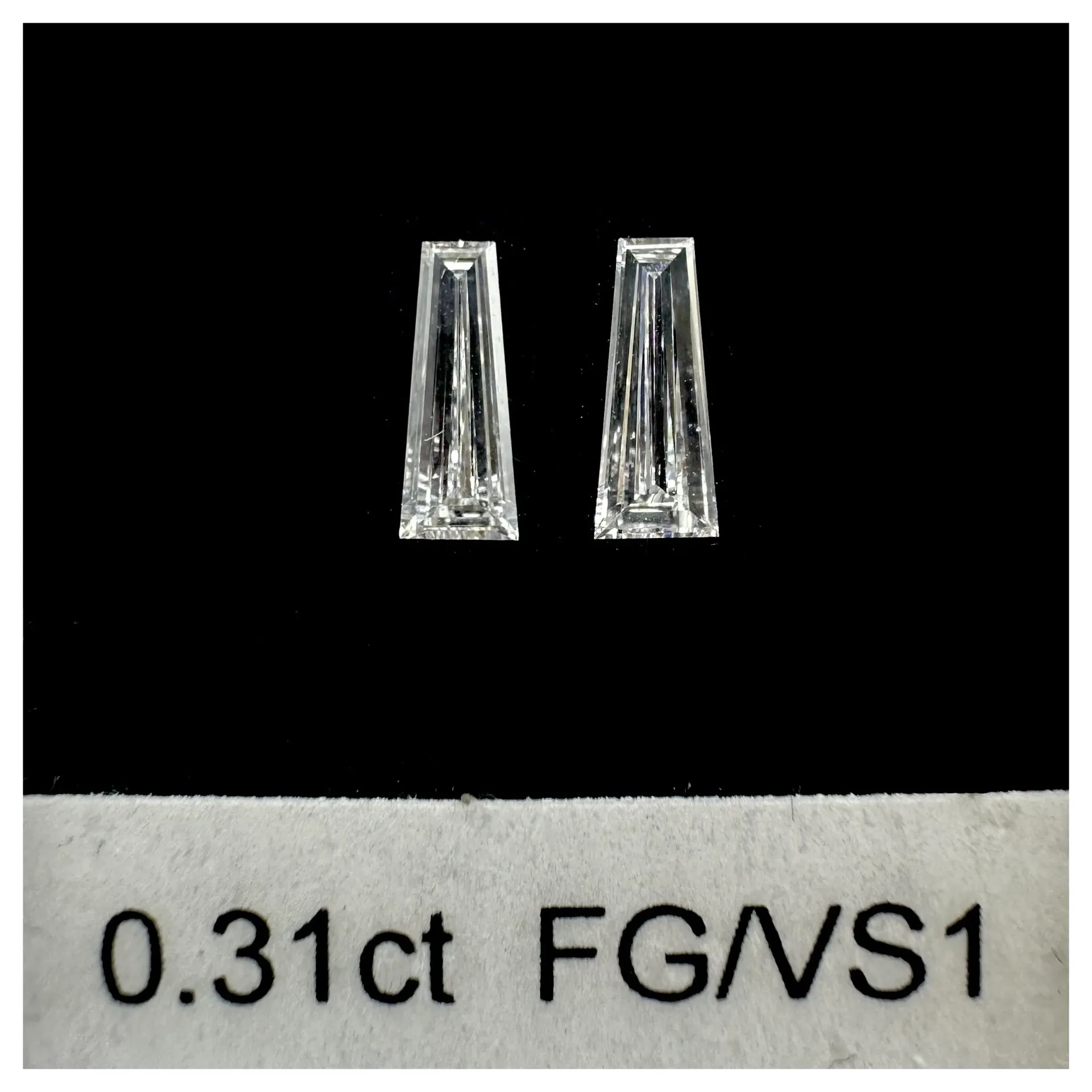 0.31ct matched pair taper baguettes