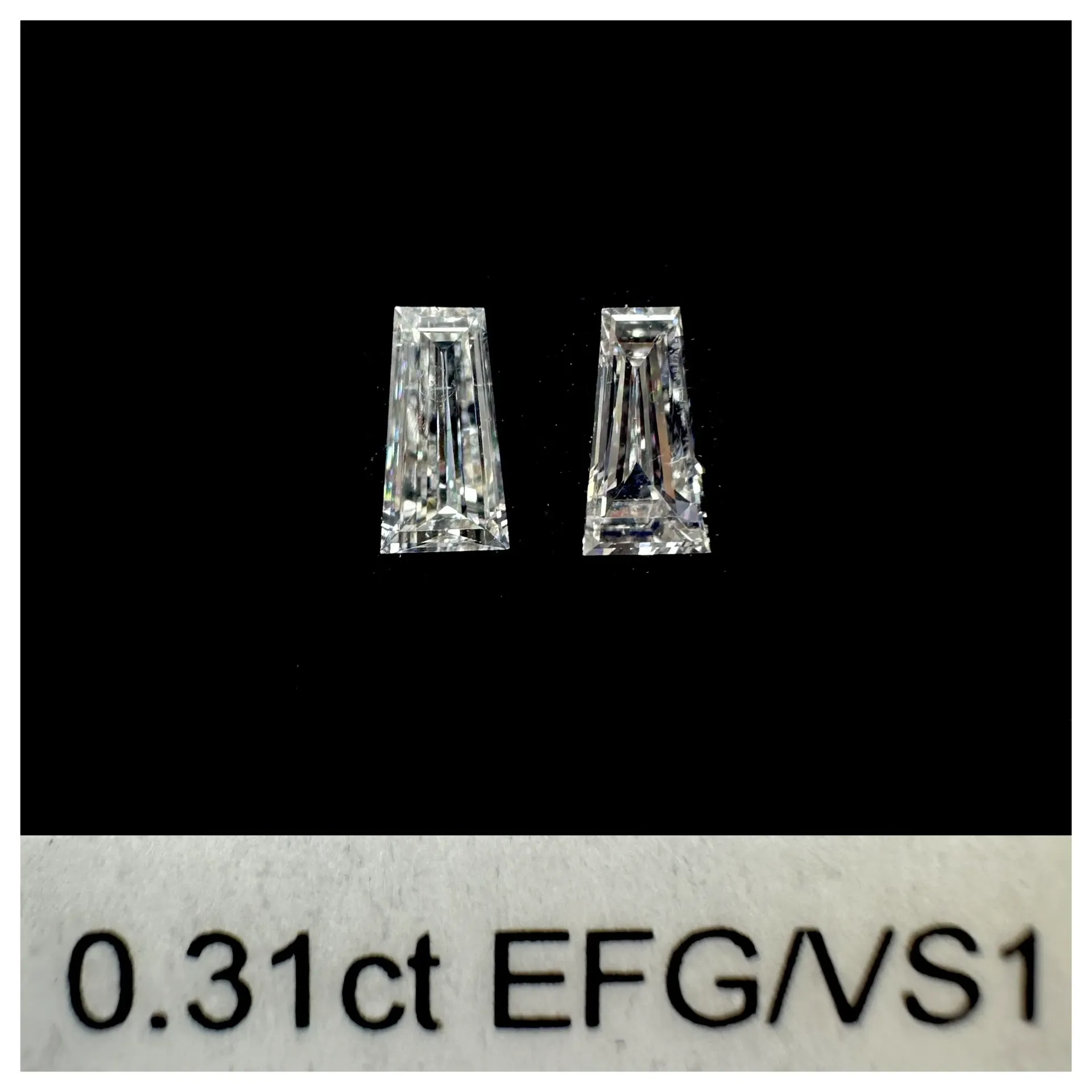 0.31ct matched pair taper baguettes