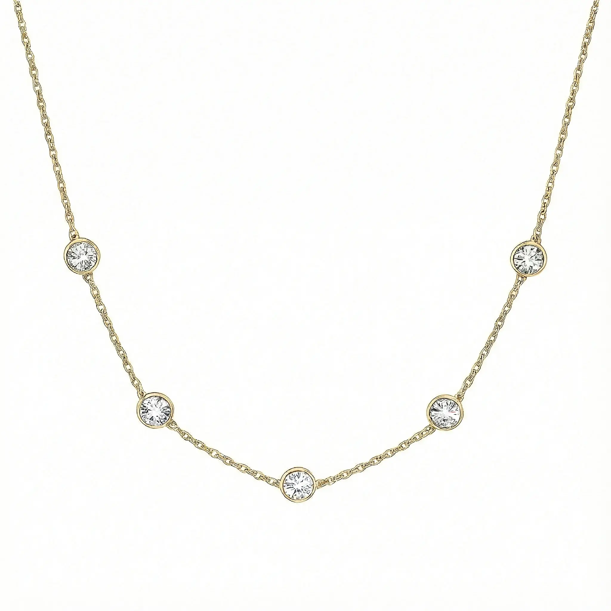 5 stone bezel necklace