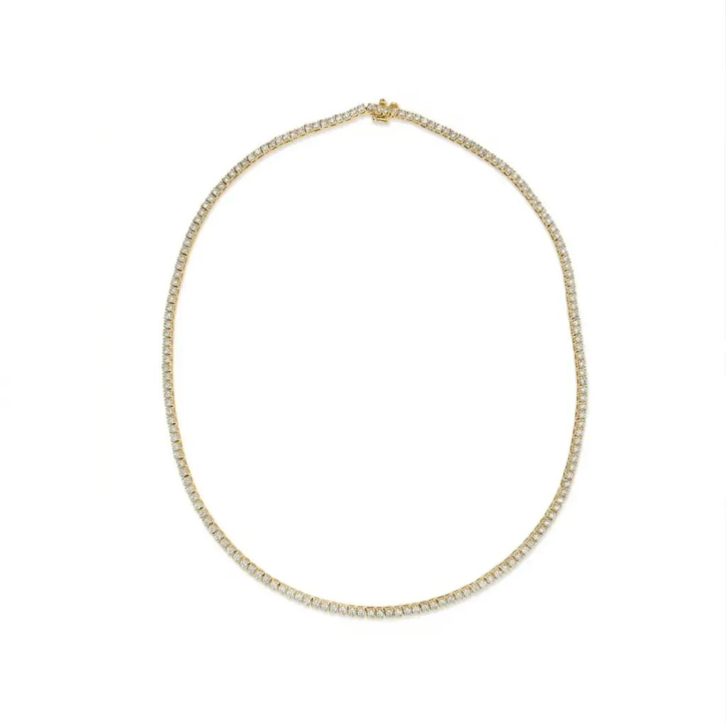 P0510 4 prong tennis necklace (14K Yellow Gold, Diamond B - HI - VS2 - SI1)