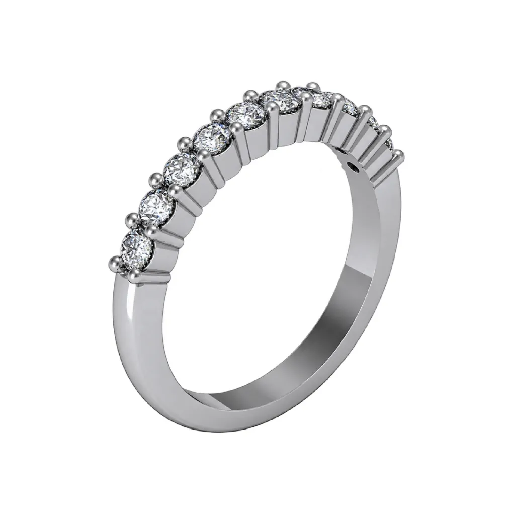 10 stone shared prong wedding band