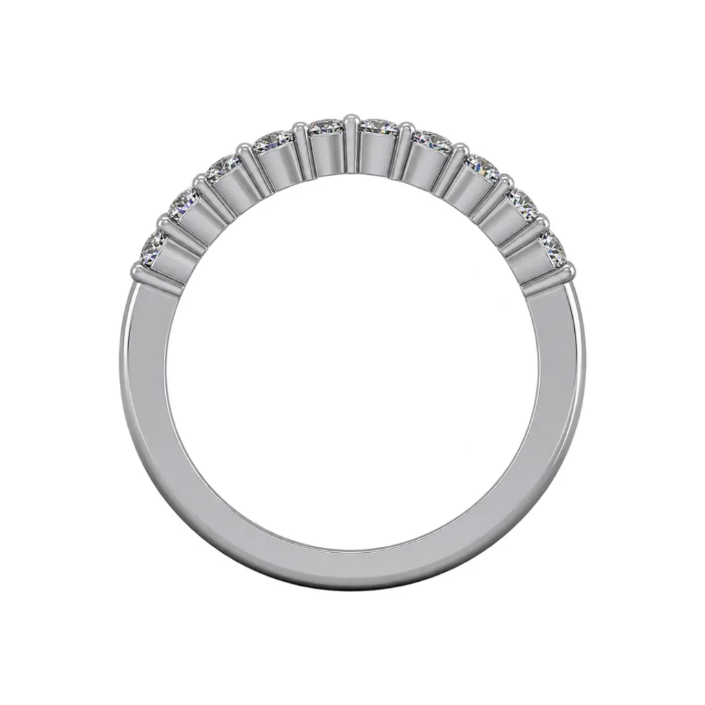 10 stone shared prong wedding band