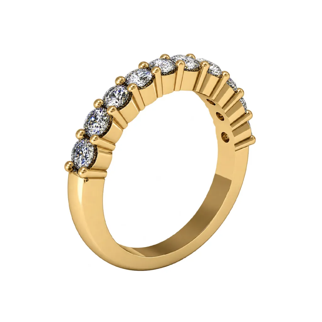 Halfway shared prong wedding band