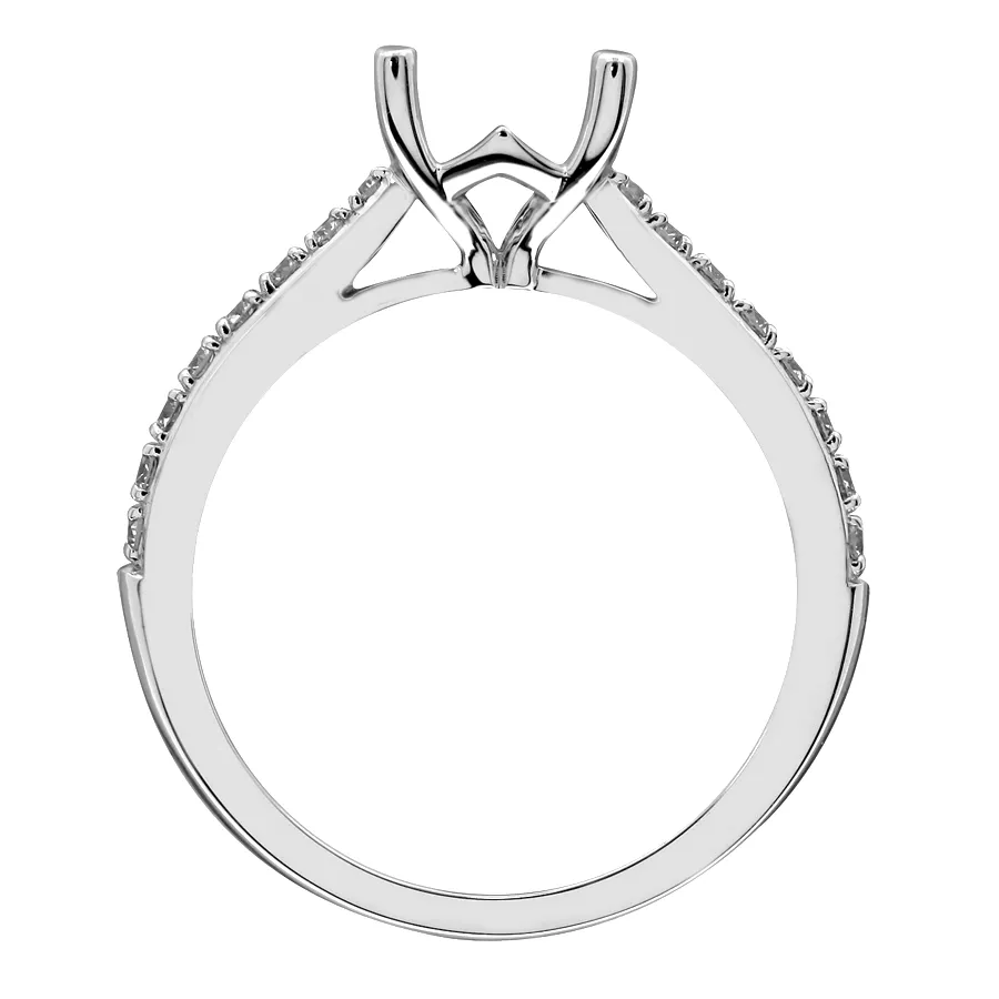 4 prong flush fit accent with cathedral round solitaire