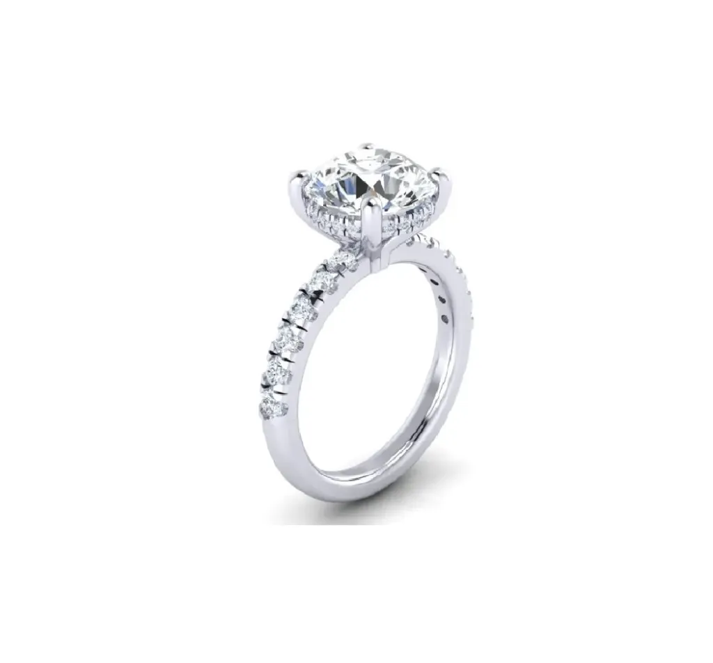 4 prong flush fit hidden halo with accent