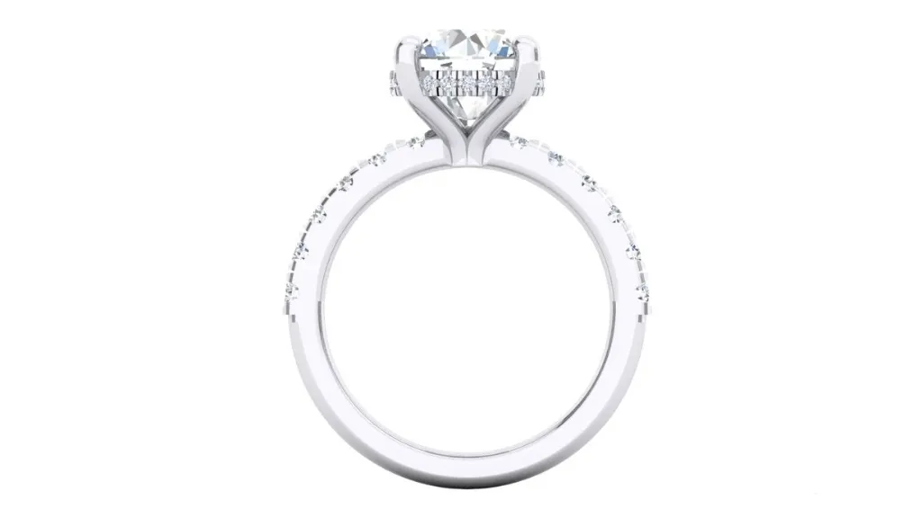 4 prong flush fit hidden halo with accent