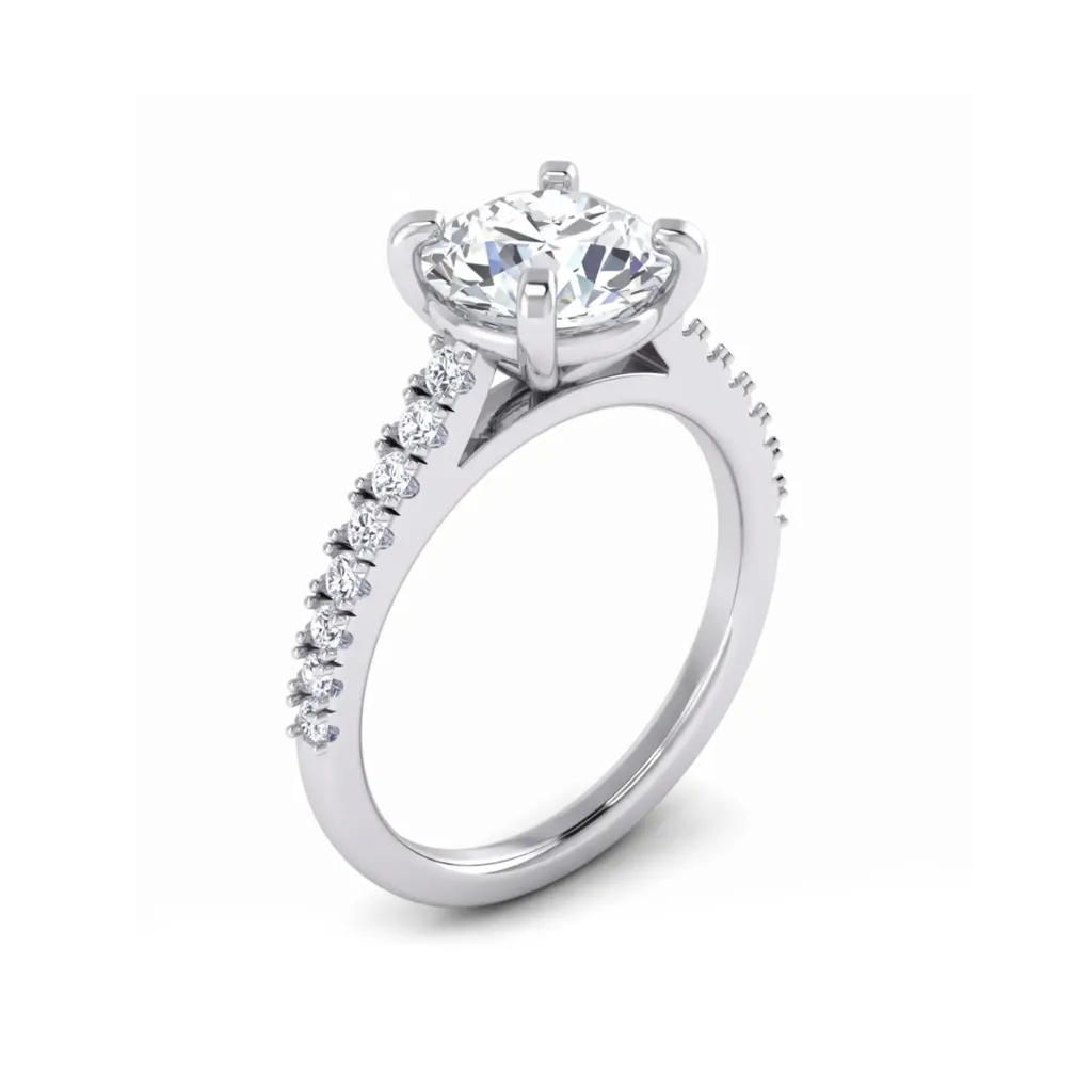 4 prong flush fit accent cathedral round