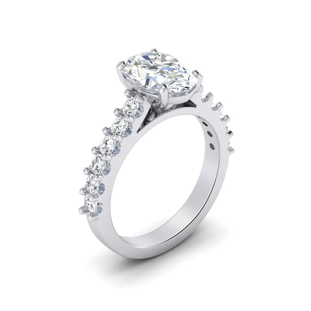 4 prong flush fit oval accent with cathedral