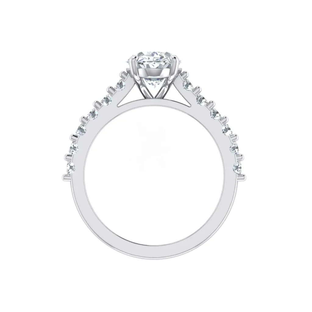 4 prong flush fit oval accent with cathedral