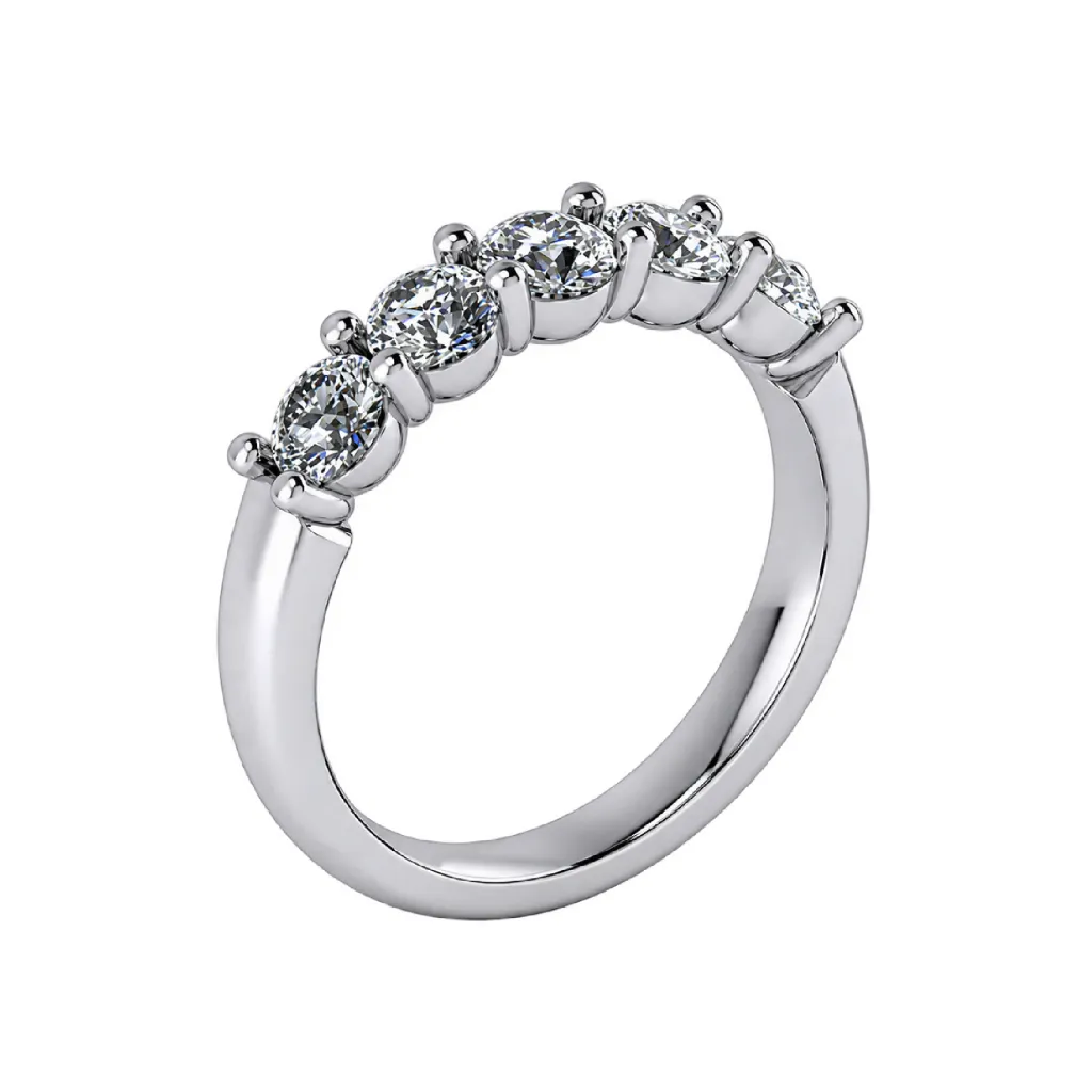 5 stone shared prong wedding band