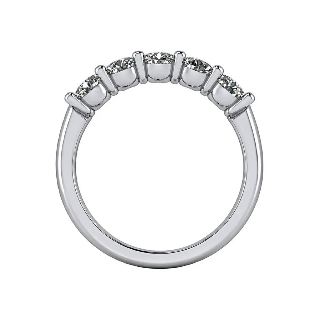 5 stone shared prong wedding band