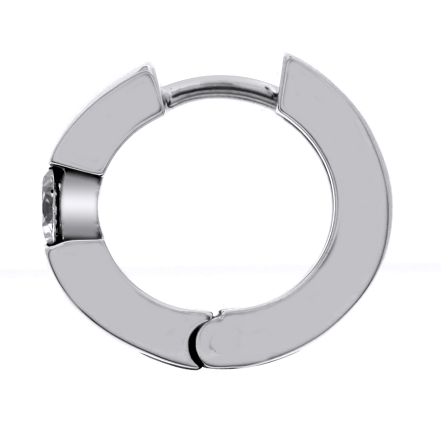 Single round stone hoop earrings