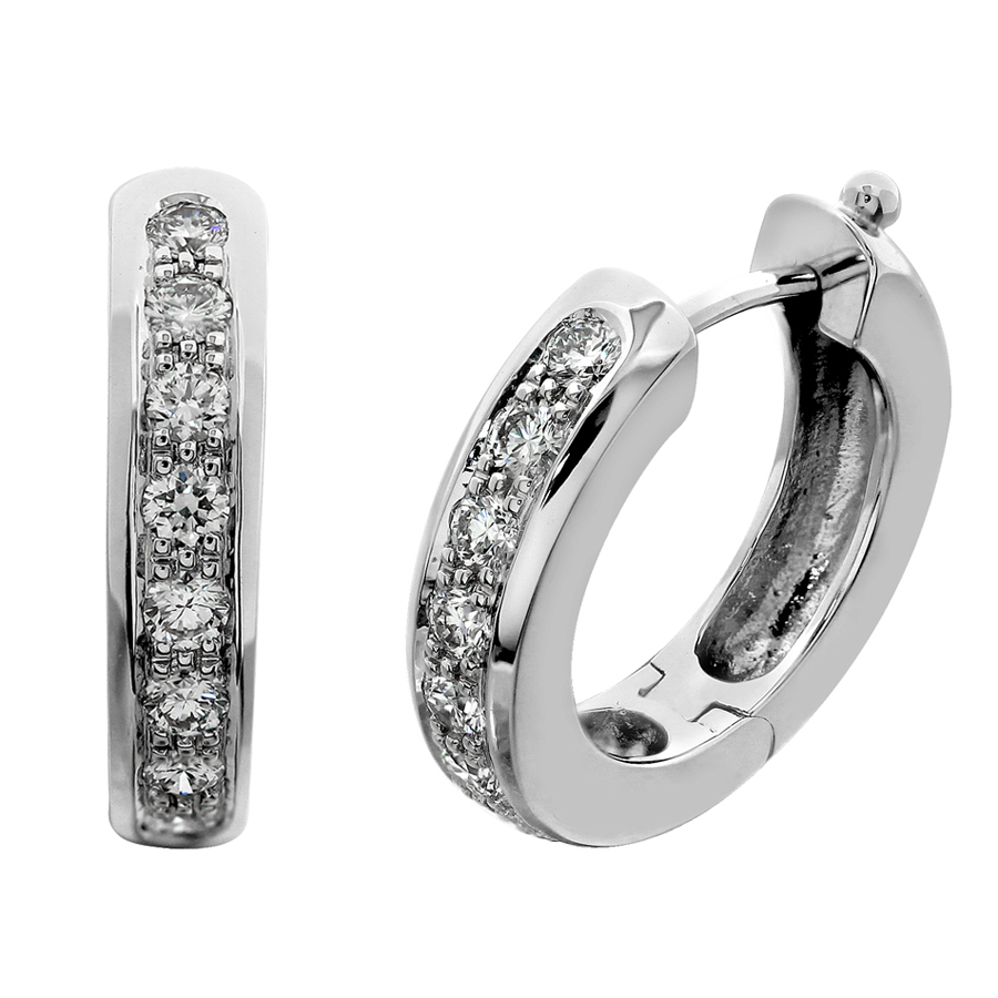 5 bead pave set hoop earrings
