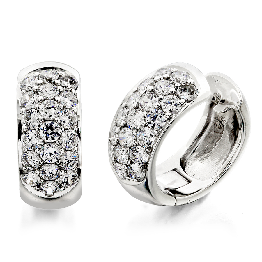 Multi-row pave set hoop earrings