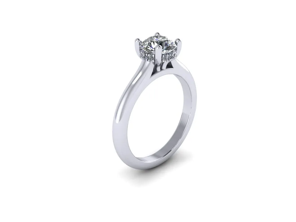 4 prong flush fit cathedral round hidden halo