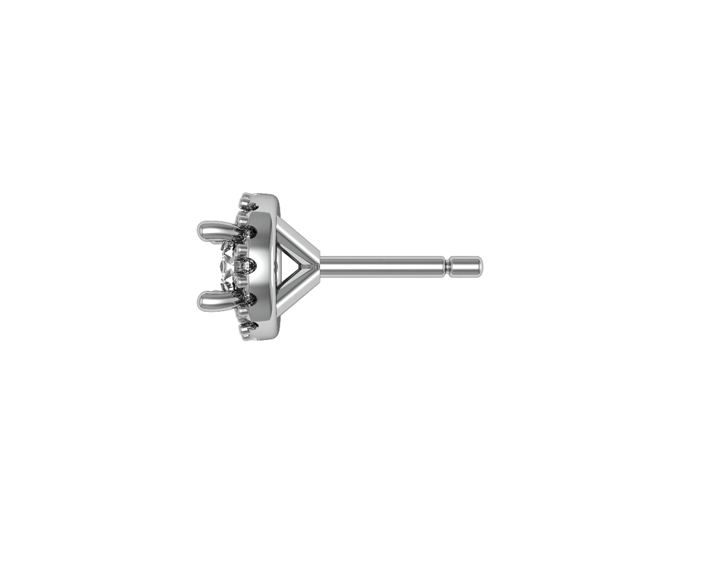 Halo earrings shared prong set round center