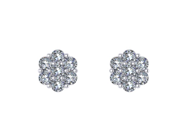 7 stone shared prong cluster earrings