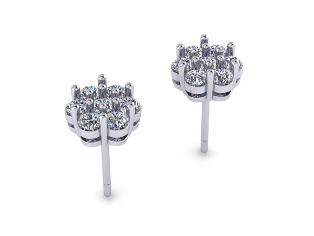 7 stone shared prong cluster earrings